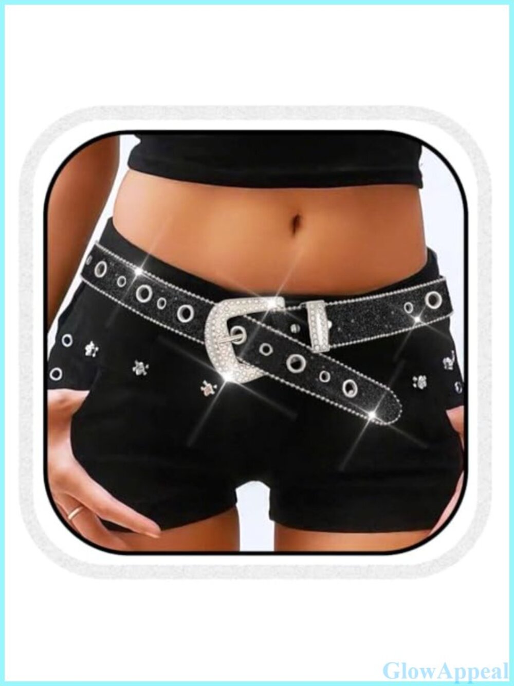 Rhinestone Bling Leather Belt Sparkly Cowgirl Western Style for Jeans Pants